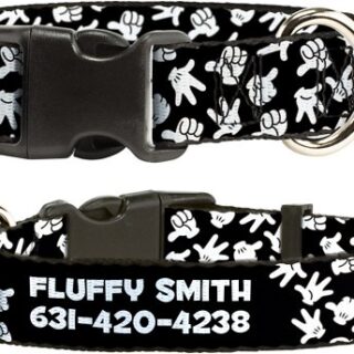 Buckle-Down Disney Mickey Mouse Hand Gestures Personalized Dog Collar, Small