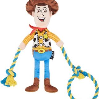 Pixar Woody Plush with Rope Squeaky Dog Toy