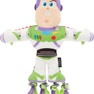 Pixar Buzz Lightyear Plush with Rope Squeaky Dog Toy