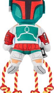 STAR WARS BOBA FETT Plush with Rope Squeaky Dog Toy