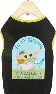 STAR WARS THE MANDALORIAN'S THE CHILD "Left Unsupervised" Dog & Cat T-Shirt, Large