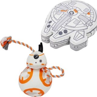 STAR WARS BB-8 Ballistic Nylon Plush Squeaky Toy + MILLENNIUM FALCON Ballistic Nylon Plush Squeaky Dog Toy