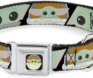 Buckle-Down Star Wars Baby Yoda the Child Chibi Pod Face Blocks Polyester Dog Collar, Small: 9 to 15-in neck, 1-in wide