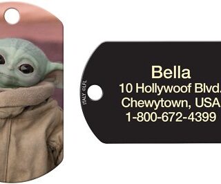 Quick-Tag Star Wars The Mandalorian's The Child Baby Yoda Military Personalized Dog & Cat ID Tag, Multi