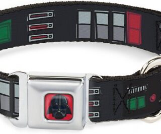 Buckle-Down Star Wars Darth Vader Utility Belt Polyester Seatbelt Buckle Dog Collar, Small: 9 to 15-in neck, 1-in wide