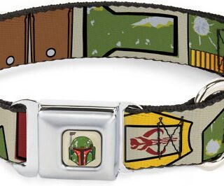 Buckle-Down Star Wars Boba Fett Helmet Polyester Dog Collar, Small: 9 to 15-in neck, 1-in wide