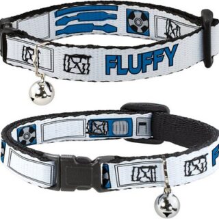 Buckle-Down Star Wars R2-D2 Bounding Parts Personalized Breakaway Cat Collar with Bell