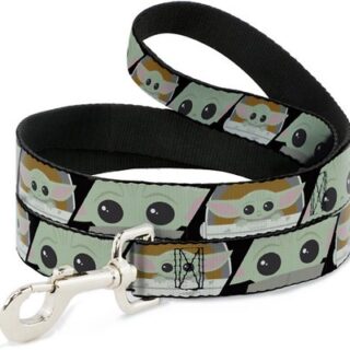 Buckle-Down Star Wars Baby Yoda the Child Chibi Face Blocks Polyester Standard Dog Leash, Small: 4-ft long, 1-in wide