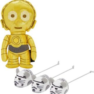 STAR WARS C-3PO Plush Kicker + STORMTROOPER Plush Mice Cat Toy with Catnip