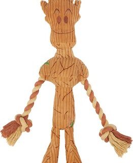 Marvel 's Groot Plush with Rope Squeaky Dog Toy