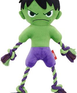 Marvel 's The Hulk Plush with Rope Squeaky Dog Toy