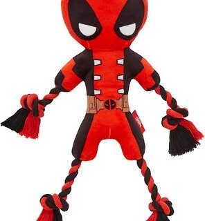 Marvel 's Deadpool Plush with Rope Squeaky Dog Toy