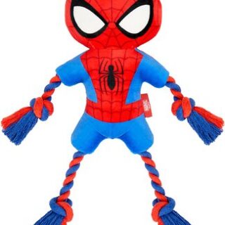 Marvel 's Spider-Man Plush with Rope Squeaky Dog Toy