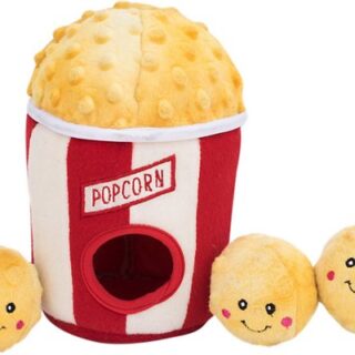 ZippyPaws Burrow Hide & Seek Plush Dog Toy, Popcorn Bucket