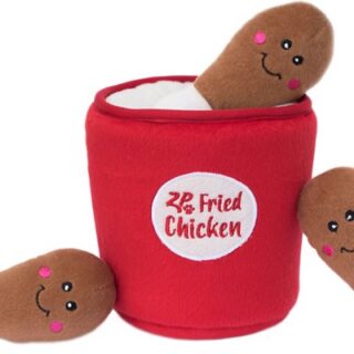 ZippyPaws Burrow Hide & Seek Plush Dog Toy, Bucket of Chicken