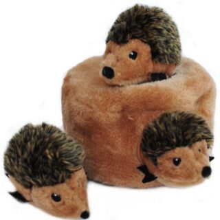 ZippyPaws Burrow Squeaky Hide and Seek Plush Dog Toy, Hedgehog Den, Puzzle Set