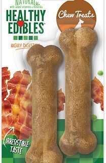 Nylabone Healthy Edibles Twin Pack Bacon Flavor Dog Bone Treats, X-Small