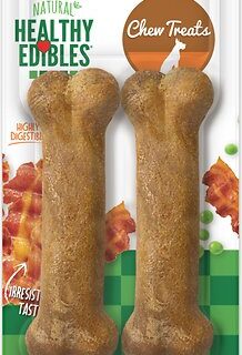 Nylabone Healthy Edibles Twin Pack Bacon Flavor Dog Bone Treats, Medium