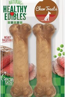 Nylabone Healthy Edibles Twin Pack Roast Beef Flavor Dog Bone Treats, Small