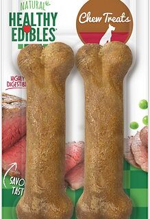 Nylabone Healthy Edibles Twin Pack Roast Beef Flavor Dog Bone Treats, Medium