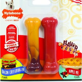 Nylabone DuraChew Flavor Frenzy Bacon Cheeseburger & Apple Pie Flavored Dog Chew Toy, Regular