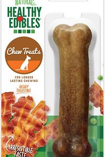 Nylabone Healthy Edibles Longer Lasting Bacon Flavor Dog Bone Treat, Small