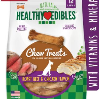 Nylabone Healthy Edibles Beef & Chicken Flavor Variety Pack Dog Chew Treats, 12 count, 564g