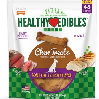 Nylabone Healthy Edibles Beef & Chicken Flavor Variety Pack Dog Chew Treats, 48 count, 1kg