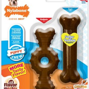 Nylabone Puppy Twin Pack Petite Ring/Bone Combo Puppy Chew Toy