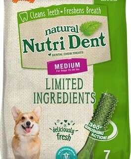 Nylabone Nutri Dent Limited Ingredients Fresh Breath Natural Medium Dental Dog Treats, 7 count, 180g