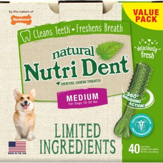 Nylabone Nutri Dent Limited Ingredients Fresh Breath Natural Medium Dental Dog Treats, 40 count, 1kg