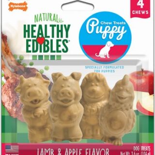 Nylabone Healthy Edibles Puppy Lamb & Apple Flavored Chew Dog Treats, 4 count, 104g