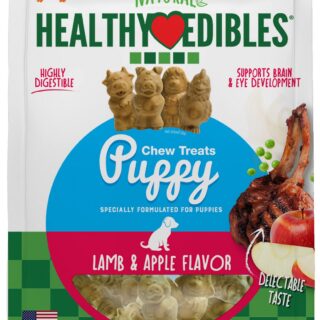 Nylabone Healthy Edibles Puppy Lamb & Apple Flavored Chew Dog Treats, 12 count, 315g