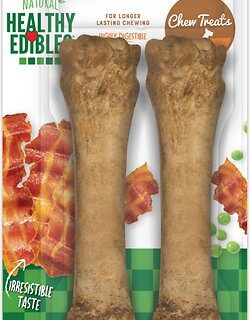 Nylabone Healthy Edibles Natural Bacon Dog Treats, Large, 2 pack