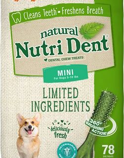 Nylabone Nutri Dent Limited Ingredients Fresh Breath Natural Mini Dental Dog Treats, 78 count