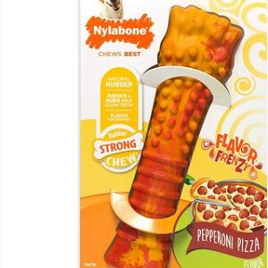 Nylabone RubberChew Flavor Frenzy Pepperoni Pizza Flavored Dog Chew Toy, Giant