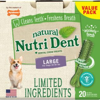 Nylabone Nutri Dent Limited Ingredients Fresh Breath Natural Large Dental Dog Treats, 20 count, 1kg