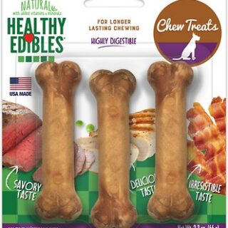 Nylabone Healthy Edibles Longer Lasting Triple Pack Assorted Flavors Dog Bone Treats, X-Small