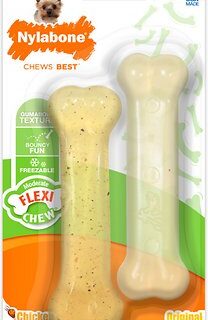 Nylabone FlexiChew Twin Pack Chicken & Original Flavored Dog Chew Toy, X-Small