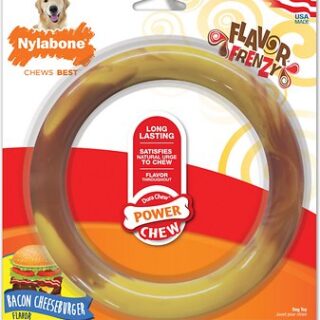 Nylabone Power Chew Smooth Ring Bacon Cheeseburger Flavor Dog Chew Toy