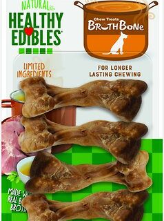 Nylabone Healthy Edibles Broth Bone Ham Flavor Dog Treats, Small, 4 count