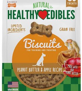 Nylabone Natural Healthy Edibles Grain-Free Biscuits Peanut Butter & Apple Recipe Grain-Free Dog Treats, 65 count, 341g