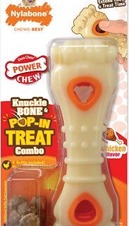 Nylabone Dura Chew Power Chew Knuckle Bone & Pop-In Treat Combo Chicken Flavor Dog Toy, Large