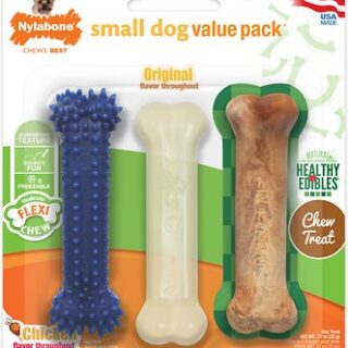 Nylabone Small Dog Value Triple Pack Dog Chew Toy, X-Small