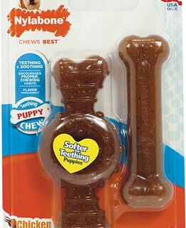 Nylabone Puppy Twin Pack Wolf Ring/Flexi Combo Puppy Chew Toy, Medium