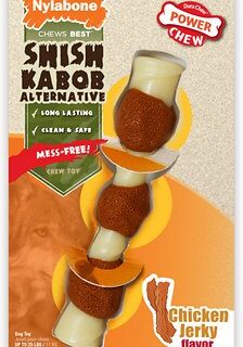 Nylabone Shish Kabob Alternative Power Chew Chicken Jerky Flavored Dog Chew Toy, Regular