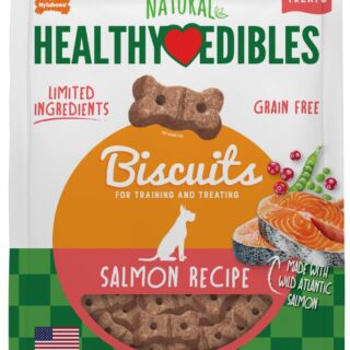 Nylabone Natural Healthy Edibles Grain-Free Biscuits Salmon Recipe Grain-Free Dog Treats, 65 count, 341g