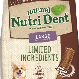 Nylabone Nutri Dent Limited Ingredients Filet Mignon Natural Large Dental Dog Treats, 10 count, 520g