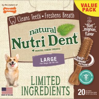 Nylabone Nutri Dent Limited Ingredients Filet Mignon Natural Large Dental Dog Treats, 20 count, 1kg