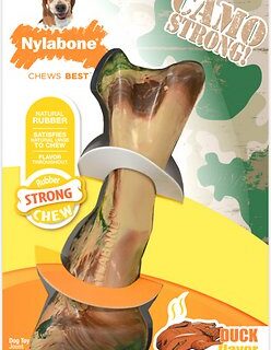 Nylabone Strong Chew Camo Bone Duck Flavored Dog Chew Toy, Wolf